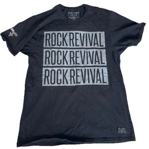 ROCK REVIVAL Jeans Black Regular Fit Short Sleeve Graphic Tshirt mens XL‎